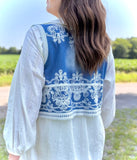 Shania Denim Vest w/ Embroidery