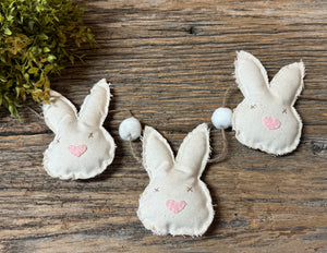 Handmade Cream Bunnies & PomPoms Garland