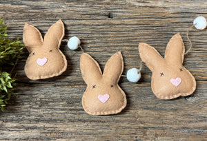 Handmade Brown Bunnies & PomPoms Garland