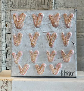 Jill Harper 6" Heavy Textured Little Hearts Canvas Painting