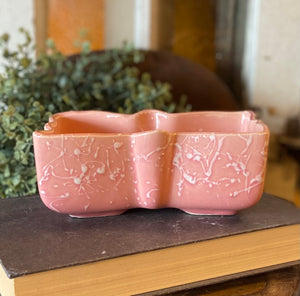 Vintage Pink Splattered Bow-Shaped UPCO USA Planter