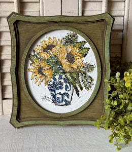 Jill Harper Sunflower Arrangement In Vintage Frame