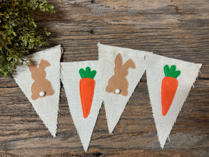 Handmade Cream Burlap Bunnies & Carrots Bunting