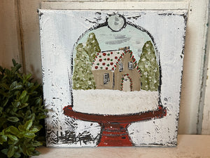Jill Harper 6" Snow Cloche Canvas Painting