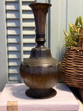 Heavy Vintage Brass Vase with Ornate Design