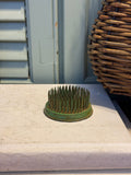 Vintage Round Green Metal Flower Frog