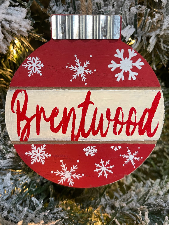 Handmade Wooden Brentwood Bulb Ornament