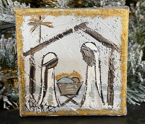 Jill Harper 4" Nativity Canvas Painting