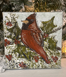 Jill Harper 5" Red Cardinal Canvas Painting
