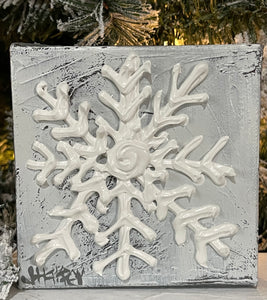 Jill Harper 5" Heavy Texture Snowflake Canvas Painting