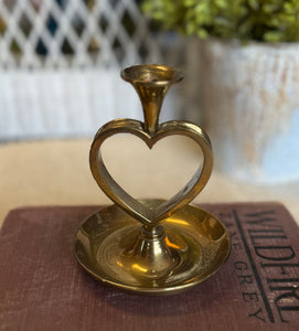 Vintage Heart-Shaped Brass Candlestick