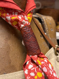 Embossed Deep Brown Long Leather Slide