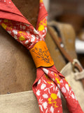 Embossed Floral Tan Leather Slide