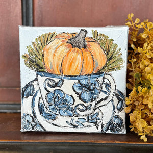Jill Harper 6" Pumpkin in a Teacup Canvas Art