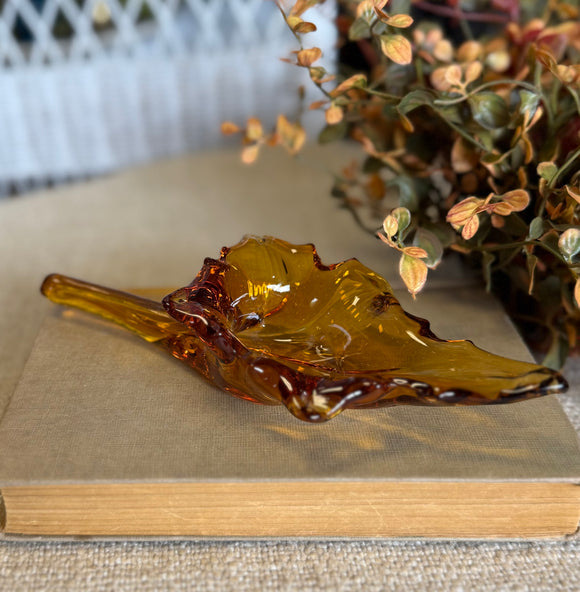 Vintage Blown Amber Glass Dish