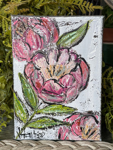 Jill Harper 5" x 7" Pink Peony Canvas Painting