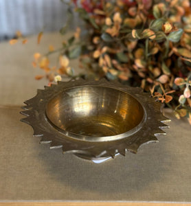 Vintage Sun-Shaped Brass Votive/Dish