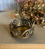 Vintage Footed Brass Candle Pillar Holder w/ Stars