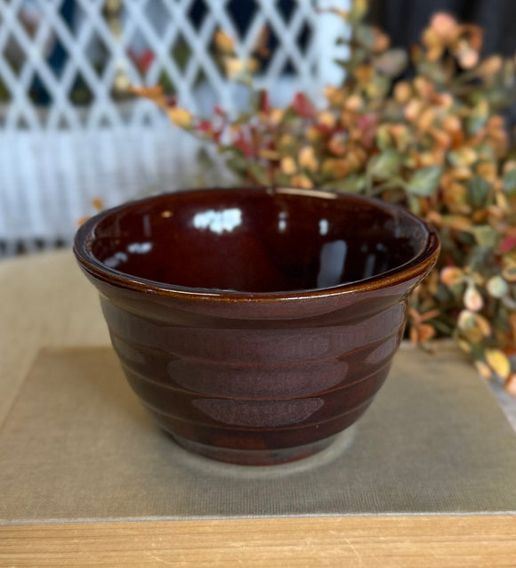 Vintage USA Brown Maple Pottery Bowl