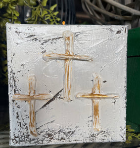 Jill Harper 5" Three Crosses Heavy Texture Canvas Art