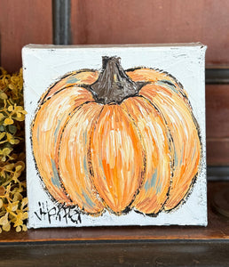 Jill Harper 6" Orange Pumpkin Canvas Art