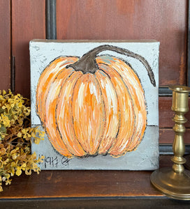 Jill Harper 8" Orange Pumpkin Canvas Art