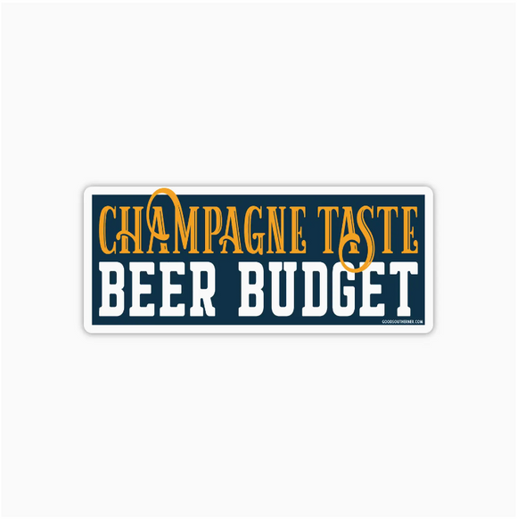 Champagne Taste Beer Budget Sticker