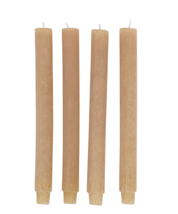 Unscented Pleated Linen Taper Candle Set