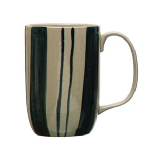 Navy & Cream Hand-Painted Stoneware Mug