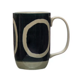 Navy & Cream Hand-Painted Stoneware Mug