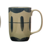 Navy & Cream Hand-Painted Stoneware Mug
