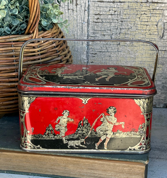 Vintage Red Tin w/ Handle