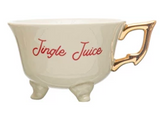 Stoneware Footed & Electroplated Teacup w/ Holiday Sentiment