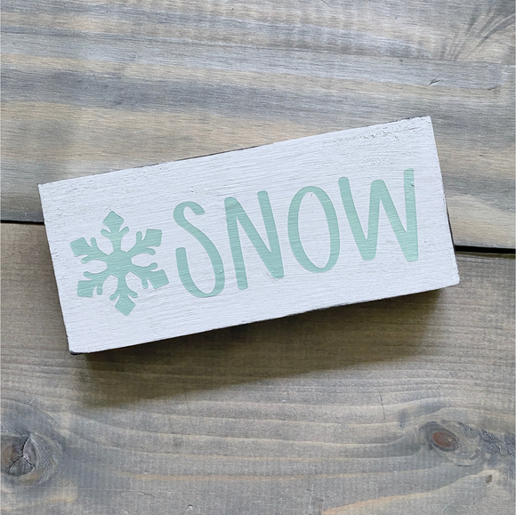 Handmade Reclaimed Wood Aqua Snow Snowflake Sign