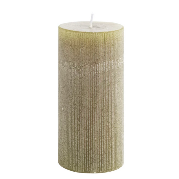 Olive Unscented Pleated Pillar Candle