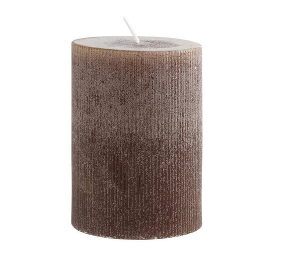 Dark Olive Unscented Pleated Pillar Candle
