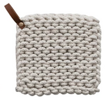 Square Crocheted Pot Holder w/ Leather Loop