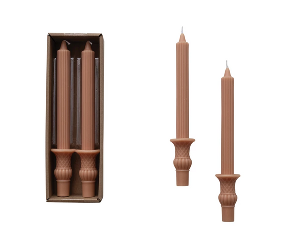 Unscented Pleated Taper Candles w/ Urn Base