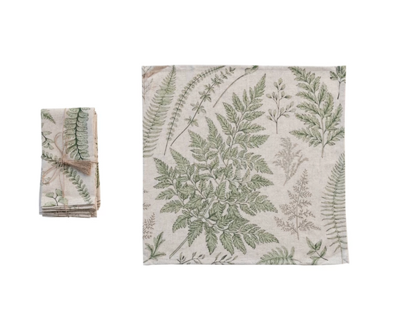 Fern Frond Cotton & Linen Printed Napkins