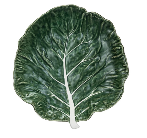 Hand-Painted Stoneware Cabbage-Shaped Plate