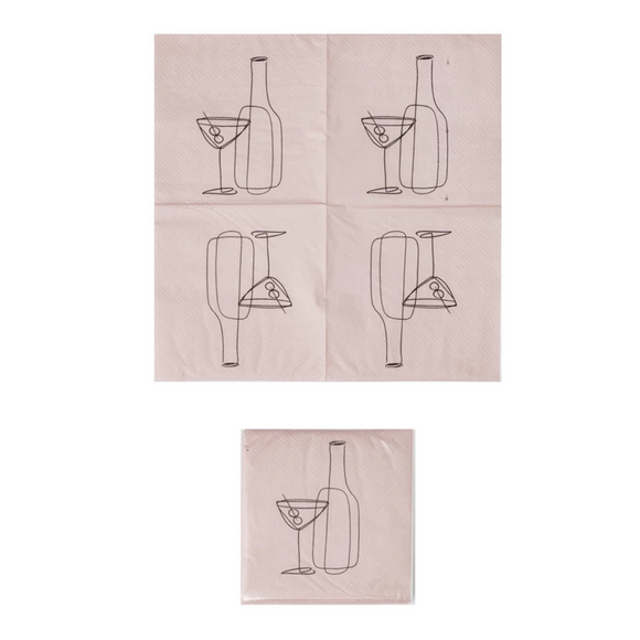 Paper Cocktail Napkins w/ Line Art