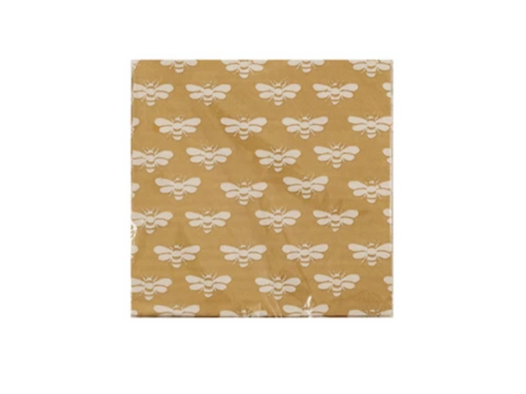 Paper Cocktail Napkins w/ Bee Print