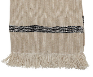 Striped Cotton Tea Towel w/ Fringe