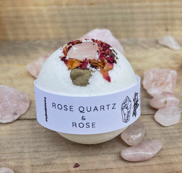 Large Rose Quartz & Rose Salt Bath Bomb