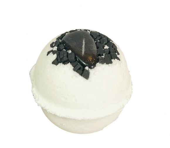 Obsidian & Black Lava Salt Bath Bomb w/ Gem