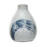 Hand-Painted Blue & White Stoneware Vase