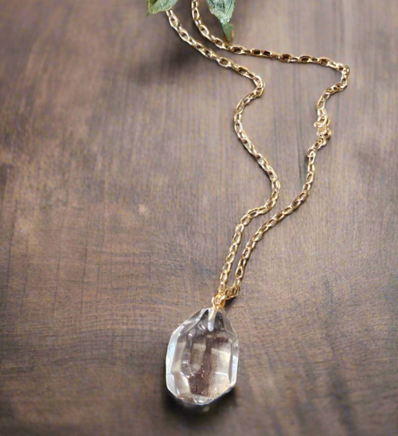 Handcrafted Gold-Filled Crystal Raindrop Necklace