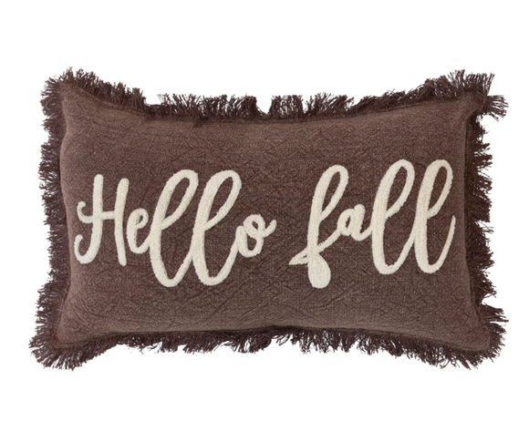 Stonewashed Cotton Tufted Lumbar Pillow w/ Fringe 