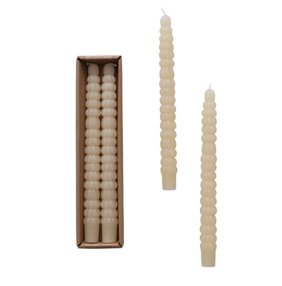 Unscented Cream Pumpkin-Shaped Taper Candles Set