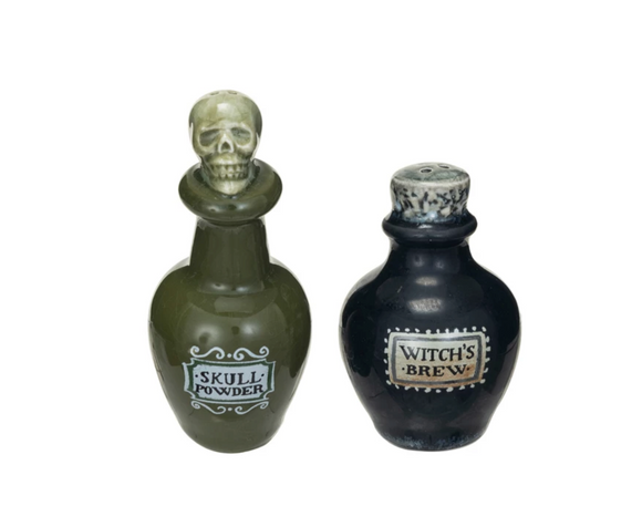 Stoneware Potion Bottle Salt & Pepper Shaker Set